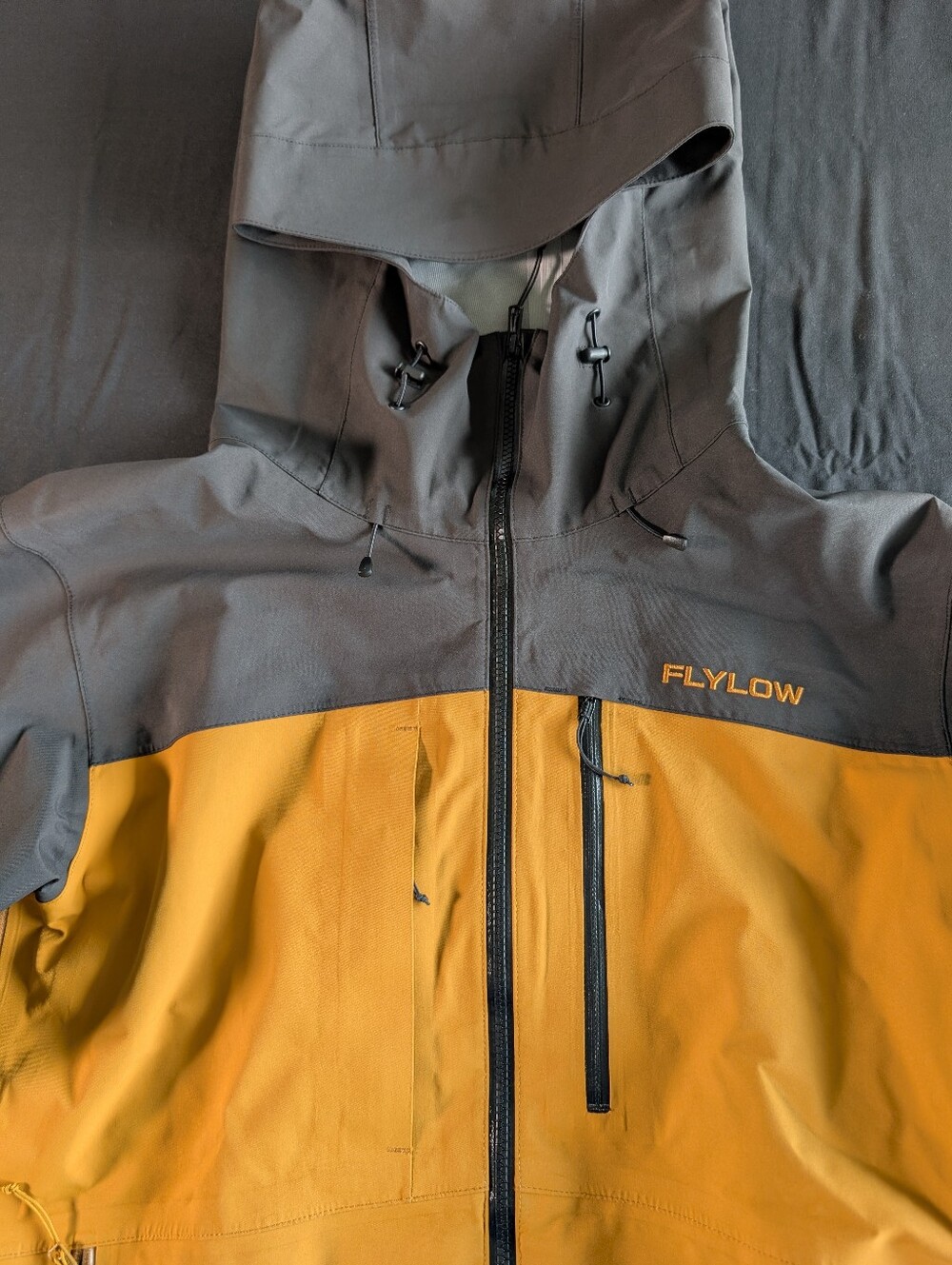 Flylow Gear Albert Men’s Two-Tone Hooded Ski Shell Jacket - Gray/Yellow Medium